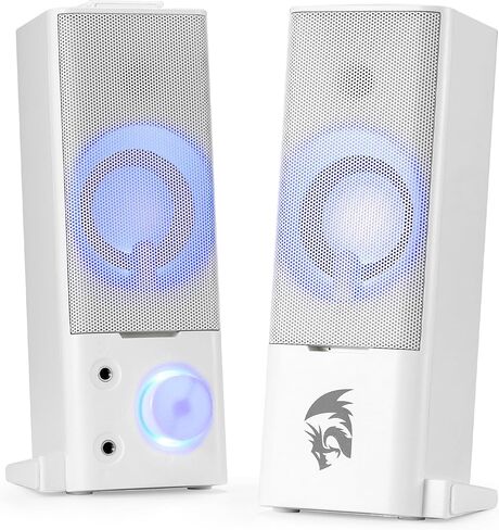 Redragon GS550 PC Gaming Speakers, 2.0 Channel Desktop Computer Sound Bar with Compact Maneuverable Size, Headphone Jack, Quality Bass & Decent Red Backlit, USB Powered w/ 3.5mm Cable in Saudi Arabia