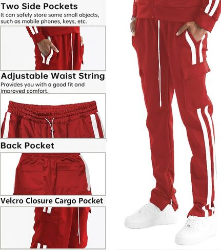 Men’s Tracksuit Set – 2 Piece Outfit Print Full Zip Up Jacket Pullover Sweatshirt Drawstring Waistband Sweatpants in Saudi Arabia