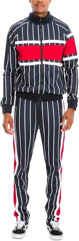 Men’s Tracksuit Set – 2 Piece Outfit Print Full Zip Up Jacket Pullover Sweatshirt Drawstring Waistband Sweatpants in Saudi Arabia