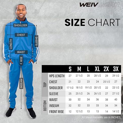 Men’s Tracksuit Set – 2 Piece Outfit Print Full Zip Up Jacket Pullover Sweatshirt Drawstring Waistband Sweatpants in Saudi Arabia