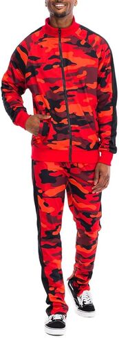 Men’s Tracksuit Set – 2 Piece Outfit Print Full Zip Up Jacket Pullover Sweatshirt Drawstring Waistband Sweatpants in Saudi Arabia