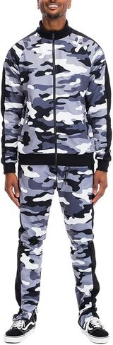 Men’s Tracksuit Set – 2 Piece Outfit Print Full Zip Up Jacket Pullover Sweatshirt Drawstring Waistband Sweatpants in Saudi Arabia