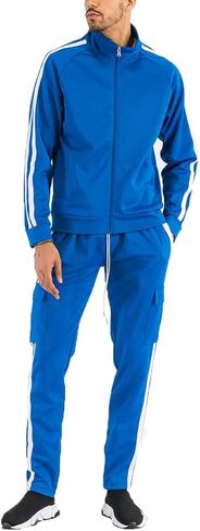 Men’s Tracksuit Set – 2 Piece Outfit Print Full Zip Up Jacket Pullover Sweatshirt Drawstring Waistband Sweatpants in Saudi Arabia
