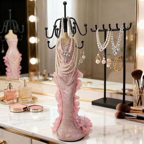 Generic Jewelry Mannequin Stand Dress Mannequin Necklace Bracelet Display Holder Organizer (Pink) in Saudi Arabia