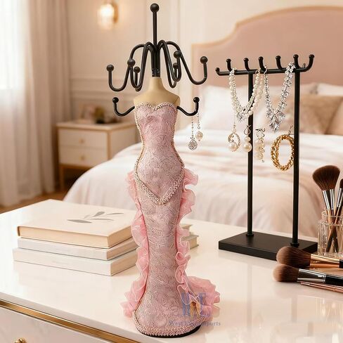 Generic Jewelry Mannequin Stand Dress Mannequin Necklace Bracelet Display Holder Organizer (Pink) in Saudi Arabia