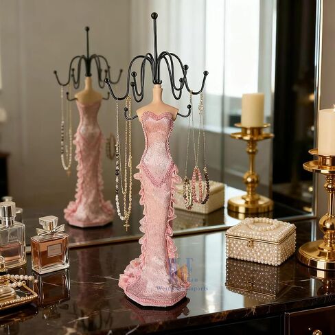 Generic Jewelry Mannequin Stand Dress Mannequin Necklace Bracelet Display Holder Organizer (Pink) in Saudi Arabia