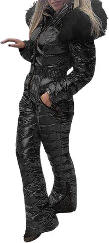 Aurgelmir Womens Winter Ski Suit Fur Collar Coat Windproof Waterproof Warm Ski Jumpsuit Snowsuits in Saudi Arabia