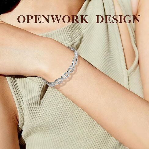 Silver Cuff Bracelet Bangle for Women, Hammerd Texture Silver Bangle, Adjustable Women's Cuff Bracelets with Openwork Design, Titanium Steel Bracelets for Women Non Tarnish Waterproof in Saudi Arabia