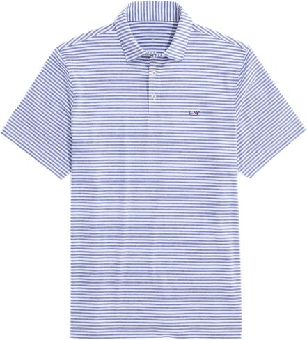 vineyard vines Heathered Winstead Sankaty Performance Polo, Wht/Yacht Blu/Amer, XL in Saudi Arabia