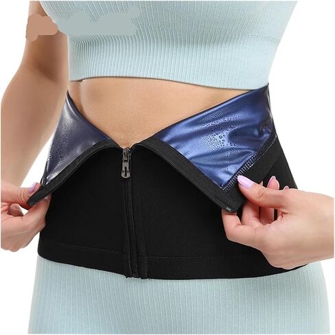 Women's Waist Trainer Shapers Sauna Wrap Weight Loss Body Shaper Girdle Fitness Belly Sweat Workout Slimming Belt for Picnic, Exercise(Black Zipper,XL) in Saudi Arabia