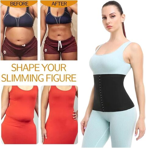 Women's Waist Trainer Shapers Sauna Wrap Weight Loss Body Shaper Girdle Fitness Belly Sweat Workout Slimming Belt for Picnic, Exercise(Black Zipper,XL) in Saudi Arabia