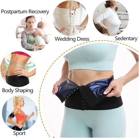 Women's Waist Trainer Shapers Sauna Wrap Weight Loss Body Shaper Girdle Fitness Belly Sweat Workout Slimming Belt for Picnic, Exercise(Black Zipper,XL) in Saudi Arabia