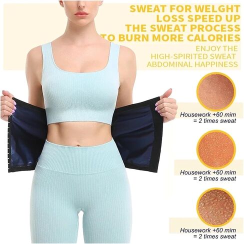 Women's Waist Trainer Shapers Sauna Wrap Weight Loss Body Shaper Girdle Fitness Belly Sweat Workout Slimming Belt for Picnic, Exercise(Black Zipper,XL) in Saudi Arabia