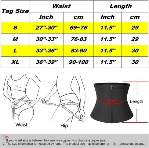Women's Waist Trainer Shapers Sauna Wrap Weight Loss Body Shaper Girdle Fitness Belly Sweat Workout Slimming Belt for Picnic, Exercise(Black Zipper,XL) in Saudi Arabia