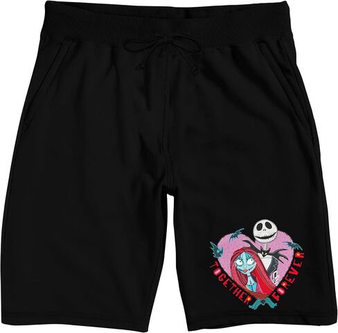Nightmare Before Christmas Jack & Sally Heart Adult Black Sleep Pajama Shorts in Saudi Arabia