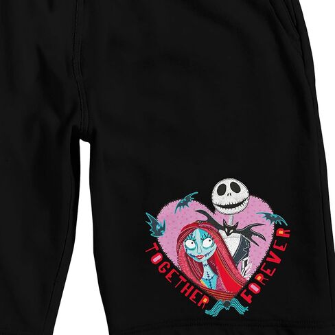 Nightmare Before Christmas Jack & Sally Heart Adult Black Sleep Pajama Shorts in Saudi Arabia