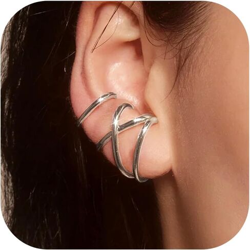 Ear Cuffs Non Piercing Earrings for Women Chunky Gold Ear Cuff Clip on Cartilage fake piercing Earring Type Hypoallergenic Daily wear Trendy Jewelry in Saudi Arabia