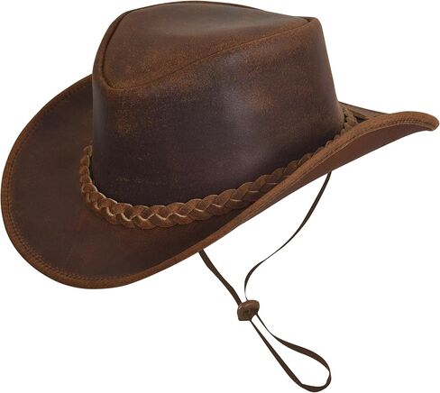 قبعة رعاة البقر الجلدية للرجال والنساء خفيفة الوزن مصنوعة يدويًا بحافة عريضة وقابلة للتشكيل | القبعات الغربية للرجال in Kuwait