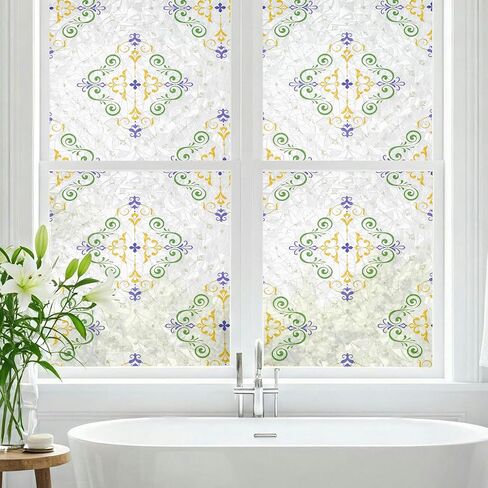3D Stained Glass Window Film, Decorative (Celestial Indigo, 17.5" x 47.24") in Saudi Arabia