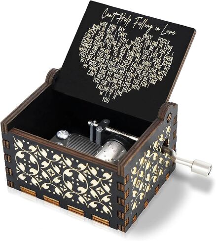 صندوق الموسيقى الخشبي المنقوش بكرنك اليد | صندوق موسيقي على الطراز العتيق مع لحن رومانسي، هدية مثالية لعيد الحب والذكرى السنوية وأعياد الميلاد للزوجة أو الزوج أو الشريك. in Kuwait