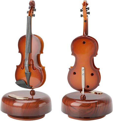 WIOR صندوق موسيقى الكمان، صندوق موسيقى إبداعي كمان مع قاعدة موسيقية دوارة، صندوق موسيقى كلاسيكي صغير طبق الأصل للحرف اليدوية، هدية رائعة للأولاد والبنات في عيد الميلاد ورأس السنة الجديدة in Kuwait