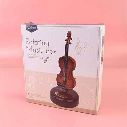 WIOR صندوق موسيقى الكمان، صندوق موسيقى إبداعي كمان مع قاعدة موسيقية دوارة، صندوق موسيقى كلاسيكي صغير طبق الأصل للحرف اليدوية، هدية رائعة للأولاد والبنات في عيد الميلاد ورأس السنة الجديدة in Kuwait