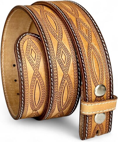 حزام جلد غربي من DANIEL'S ARTPLANET للرجال محبب بالكامل قطعة واحدة من الجلد حزام رعاة البقر مصنوع يدويًا منقوش بأدوات بعرض 1.5 بوصة in Kuwait