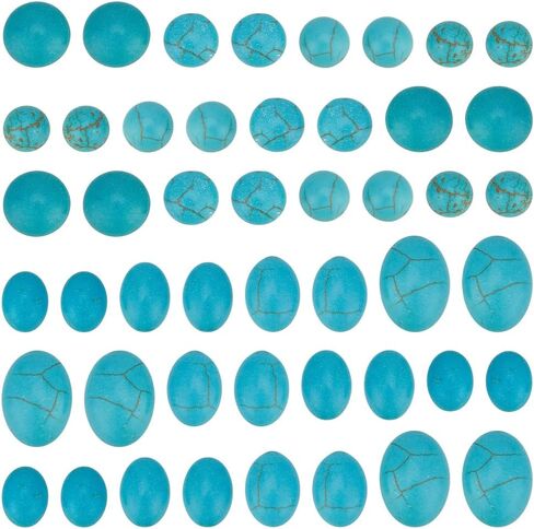 PH PandaHall 200PCS Synthetic Turquoise Cabochons 8 Styles Texture Gemstone Tiles Dome Oval Half Round Turquoise Beads Sky Blue Cabochon Flatback Stones for Earring Bracelet Cameo Ring Blank Supplies in Saudi Arabia