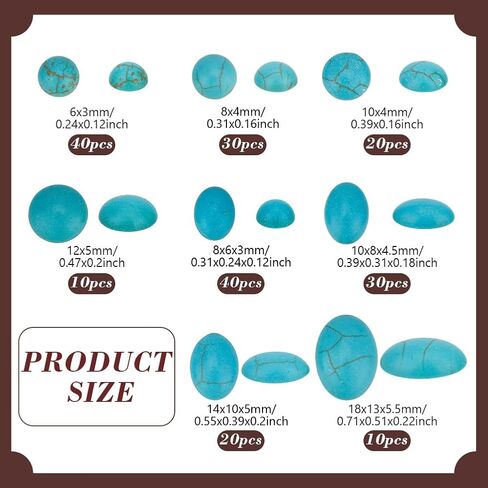 PH PandaHall 200PCS Synthetic Turquoise Cabochons 8 Styles Texture Gemstone Tiles Dome Oval Half Round Turquoise Beads Sky Blue Cabochon Flatback Stones for Earring Bracelet Cameo Ring Blank Supplies in Saudi Arabia