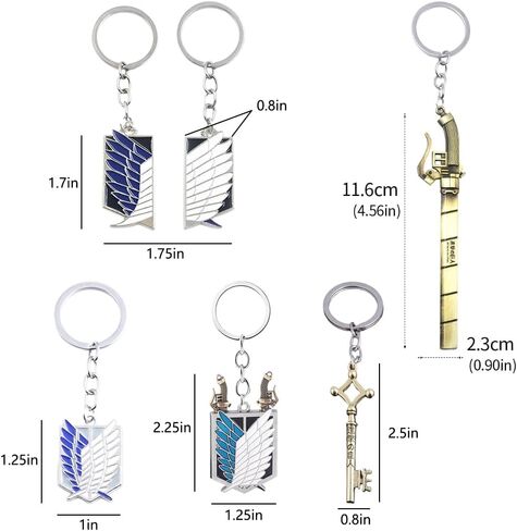 6PCS AOT Wings of Freedom Keychain Set, with DIY Necklace Accessories, Key Holder for Fans in Saudi Arabia
