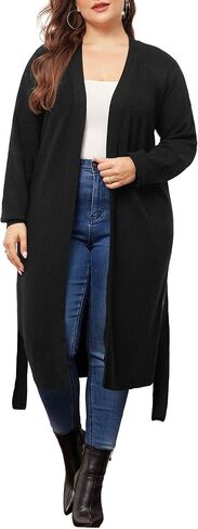 Agnes Orinda Plus Size Sweater Cardigan for Women Knit Sweater Long Sleeve Belted Overwear Long Cardigans Coat Winter in Saudi Arabia