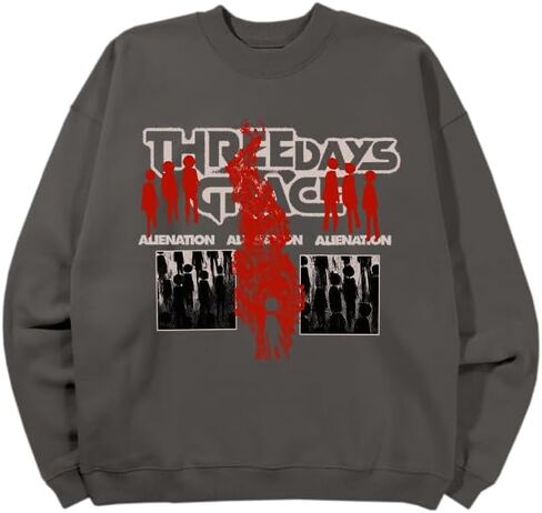 Three Days Grace Unisex-Adult Official Merch Alienation Crewneck Sweater, Grey in Saudi Arabia