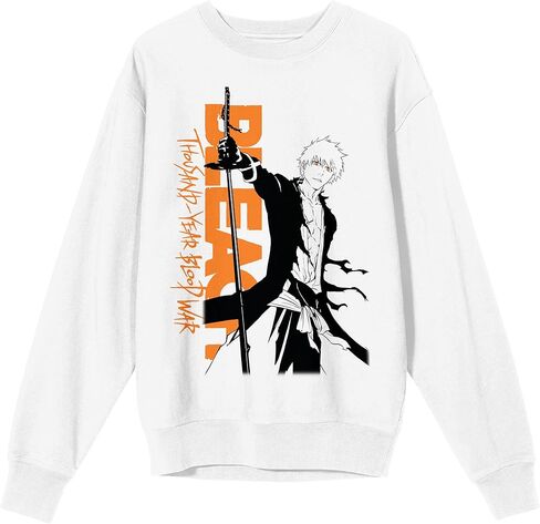 سترة Bioworld Bleach 1000 Year Blood War Ichigo Kurosaki برقبة دائرية وأكمام طويلة بيضاء للبالغين in Kuwait