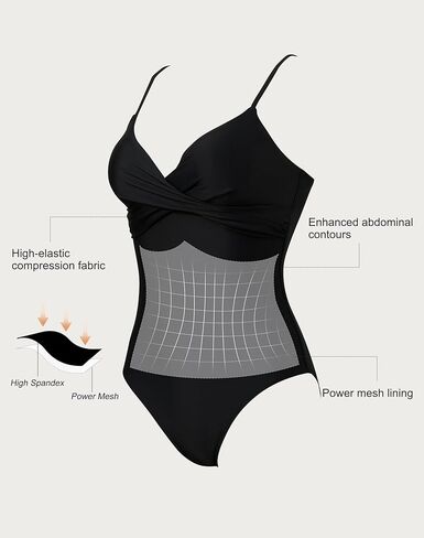 SUUKSESS Women Tummy Control One Piece Swimsuits V Neck Front Cross Bathing Suit in Saudi Arabia