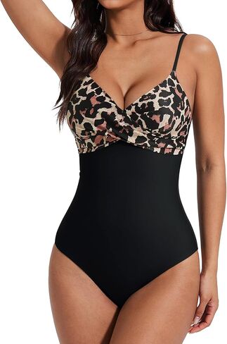 SUUKSESS Women Tummy Control One Piece Swimsuits V Neck Front Cross Bathing Suit in Saudi Arabia