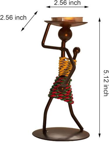 African Lady Figurine Tealight Candle Holder, Tabletop Candle Scape, Retro Iron Candle Stands Decor in Saudi Arabia