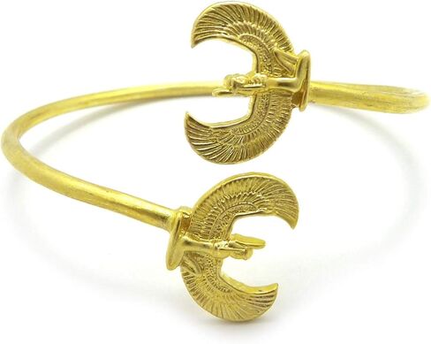 Fashion 21 Brass Adjustable Bangle Bracelet, 2mm Thin Open Cuff, Egyptian Symbol Design Ankh Nefertiti Anubis Pyramid Ma’at Eye of Horus Fist in Saudi Arabia