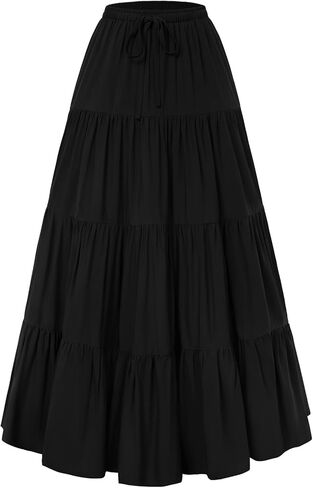 Scarlet Darkness Long Skirts for Women Flowy Boho Tiered Renaissance Maxi Skirt with Pockets in Saudi Arabia