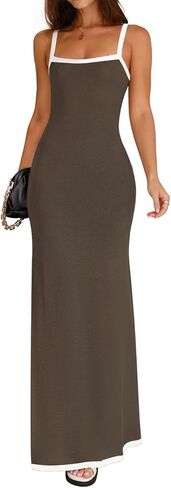 ZESICA Women's 2025 Summer Spaghetti Straps Maxi Dress Sleeveless Square Neck Lightweight Long Beach Dresses in Kuwait