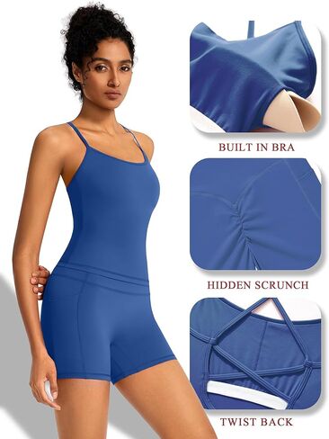 RXRXCOCO Women's 2 Piece Workout Sets Strappy Tank Top Crisscross Back Butt Lifting Shorts Matching Gym Yoga Pilates Outfits in Saudi Arabia