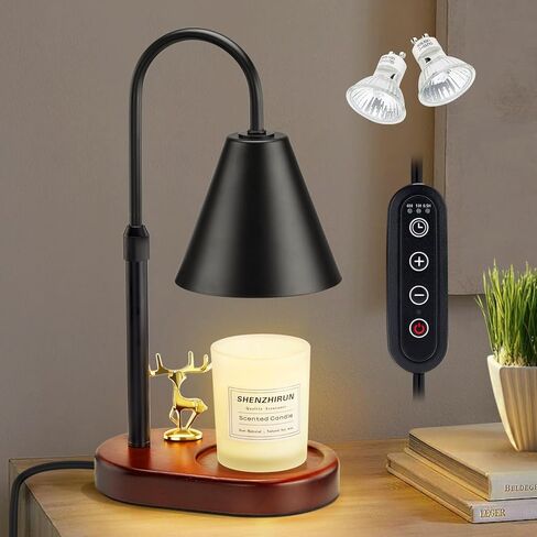 مصباح تدفئة الشموع من أوراق البلوط مع مؤقت، ارتفاع قابل للتعديل لتدفئة شمعة الرنة الكهربائية، سخان ذوبان الشمع العطري مع 2 لمبة لمعظم شموع البرطمان، هدية ديكور منزلي للنساء in Kuwait