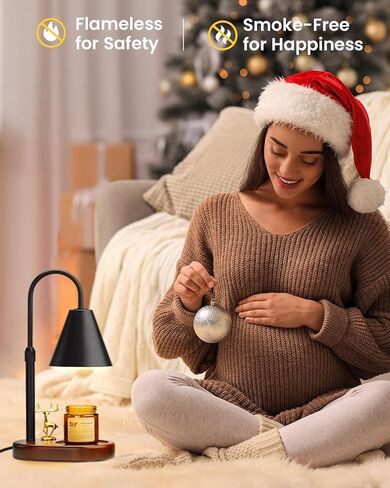 مصباح تدفئة الشموع من أوراق البلوط مع مؤقت، ارتفاع قابل للتعديل لتدفئة شمعة الرنة الكهربائية، سخان ذوبان الشمع العطري مع 2 لمبة لمعظم شموع البرطمان، هدية ديكور منزلي للنساء in Kuwait