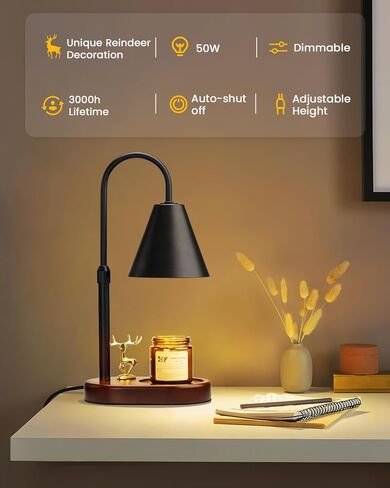 مصباح تدفئة الشموع من أوراق البلوط مع مؤقت، ارتفاع قابل للتعديل لتدفئة شمعة الرنة الكهربائية، سخان ذوبان الشمع العطري مع 2 لمبة لمعظم شموع البرطمان، هدية ديكور منزلي للنساء in Kuwait