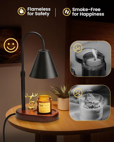 مصباح تدفئة الشموع من أوراق البلوط مع مؤقت، ارتفاع قابل للتعديل لتدفئة شمعة الرنة الكهربائية، سخان ذوبان الشمع العطري مع 2 لمبة لمعظم شموع البرطمان، هدية ديكور منزلي للنساء in Kuwait