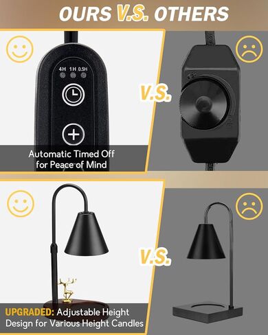 مصباح تدفئة الشموع من أوراق البلوط مع مؤقت، ارتفاع قابل للتعديل لتدفئة شمعة الرنة الكهربائية، سخان ذوبان الشمع العطري مع 2 لمبة لمعظم شموع البرطمان، هدية ديكور منزلي للنساء in Kuwait