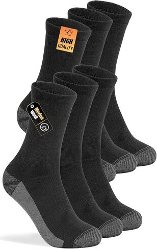 3 Pairs Men's Merino Wool Socks - Thermal Winter and Hiking Socks with Cushioned Support for Everyday Comfort in Saudi Arabia