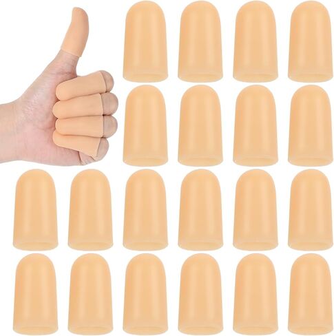 20 Pcs Gel Finger Cots Silicone Finger Covers Thumb Protector Fingertip Protection (Nude) in Saudi Arabia