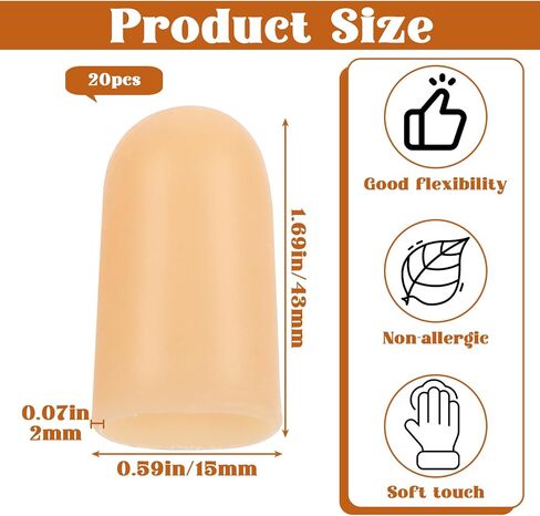 20 Pcs Gel Finger Cots Silicone Finger Covers Thumb Protector Fingertip Protection (Nude) in Saudi Arabia
