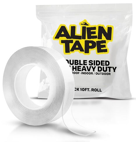 شريط Bell+Howell ALIENTAPE Nano مزدوج الجوانب، لاصق متعدد الأغراض قابل للإزالة وقبضة شفافة، قابل للغسل، لاصق قوي وشديد التحمل لديكور إطار الصورة للسجاد كما يظهر على التلفاز in Kuwait