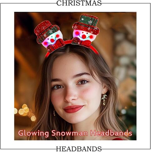 Light Up Christmas Headband Glowing Sowman Hairbands LED Santa Claus Headpieces Xmas Hair Accessories for Women in Saudi Arabia